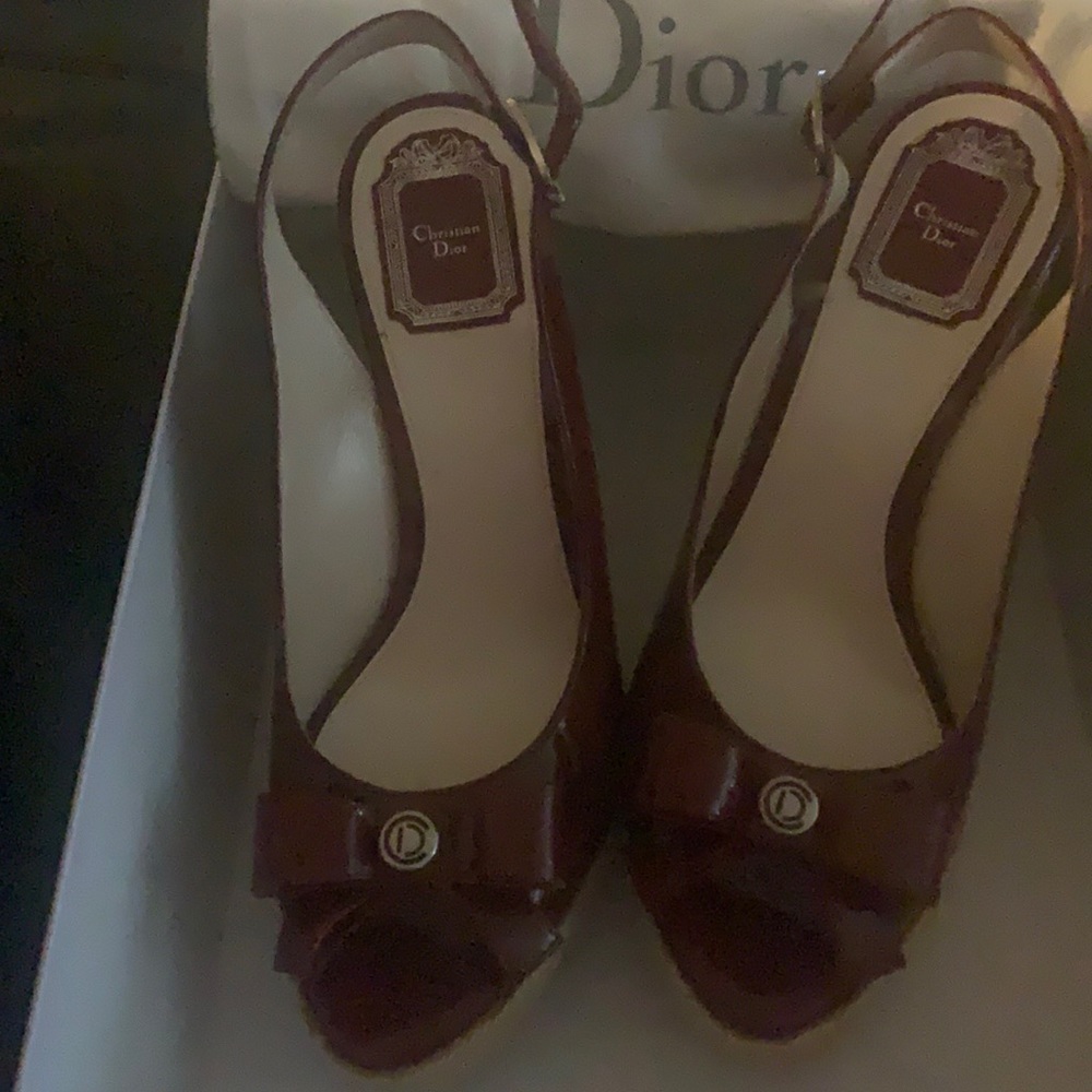 Dior red wedges never worn size 9